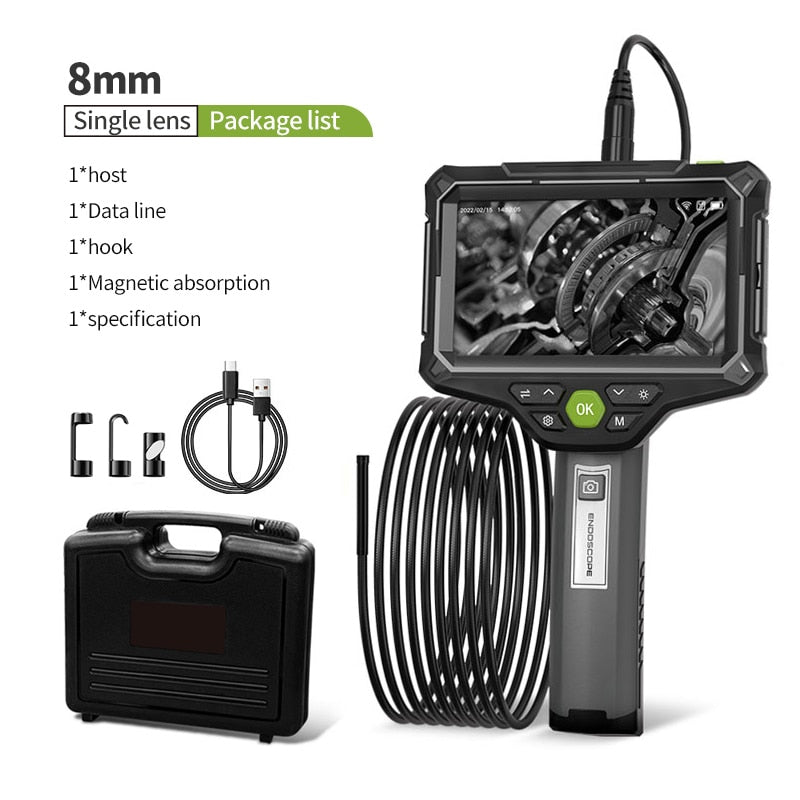 Borescope Inspection Camera - Single or Dual Lens, 5 inch IPS 1080P with Flexible Probe