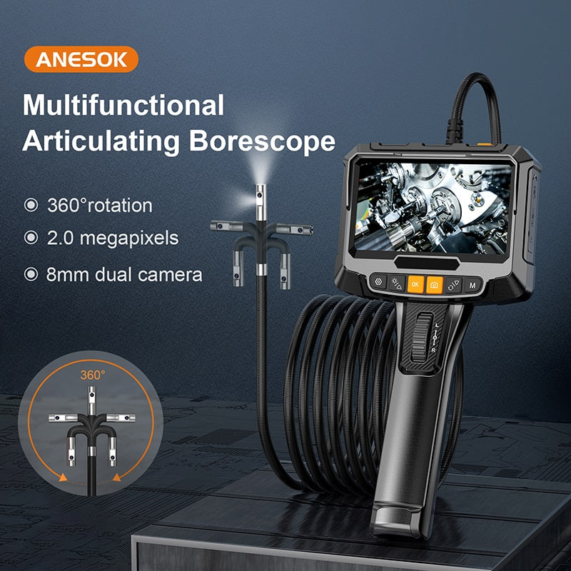 Borescope Inspection Camera - 1080P 5 " IPS LCD Steering Single or Dual Lens Borescope