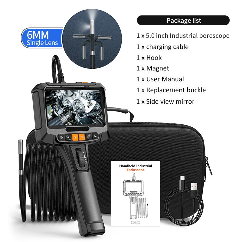 Borescope Inspection Camera - 1080P 5 " IPS LCD Steering Single or Dual Lens Borescope