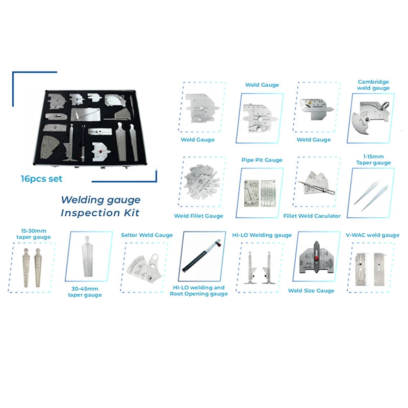 Welding Pit Gauge Inspection Combination Kits - 5/7/13/16 peices