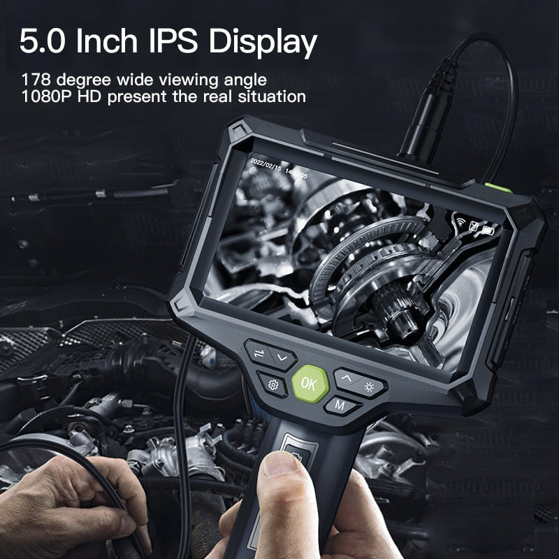 Borescope Inspection Camera - Single or Dual Lens, 5 inch IPS 1080P with Flexible Probe