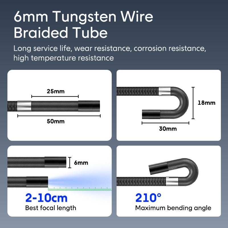 Borescope Inspection Camera - Articulating 4 -Way 360° Steerable Probe With LED