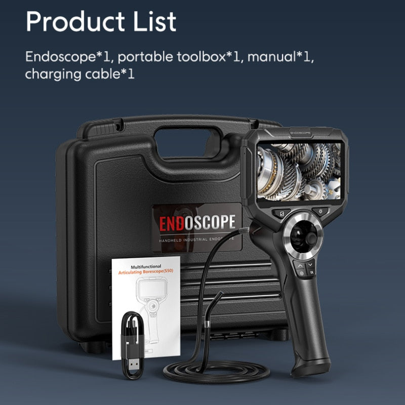 Borescope Inspection Camera - Articulating 4 -Way 360° Steerable Probe With LED