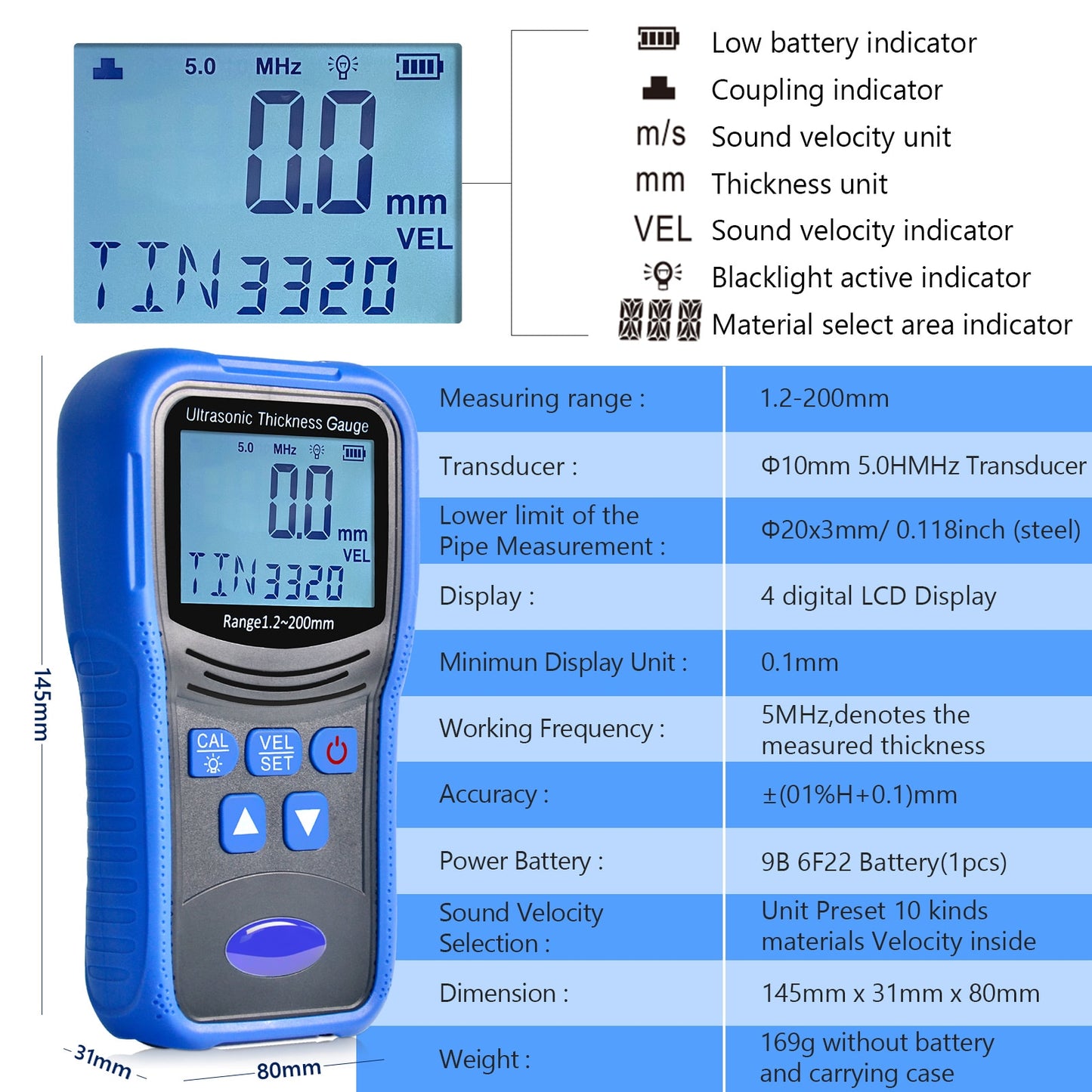 Ultrasonic Thickness Gauge - BT130D Digital New Model