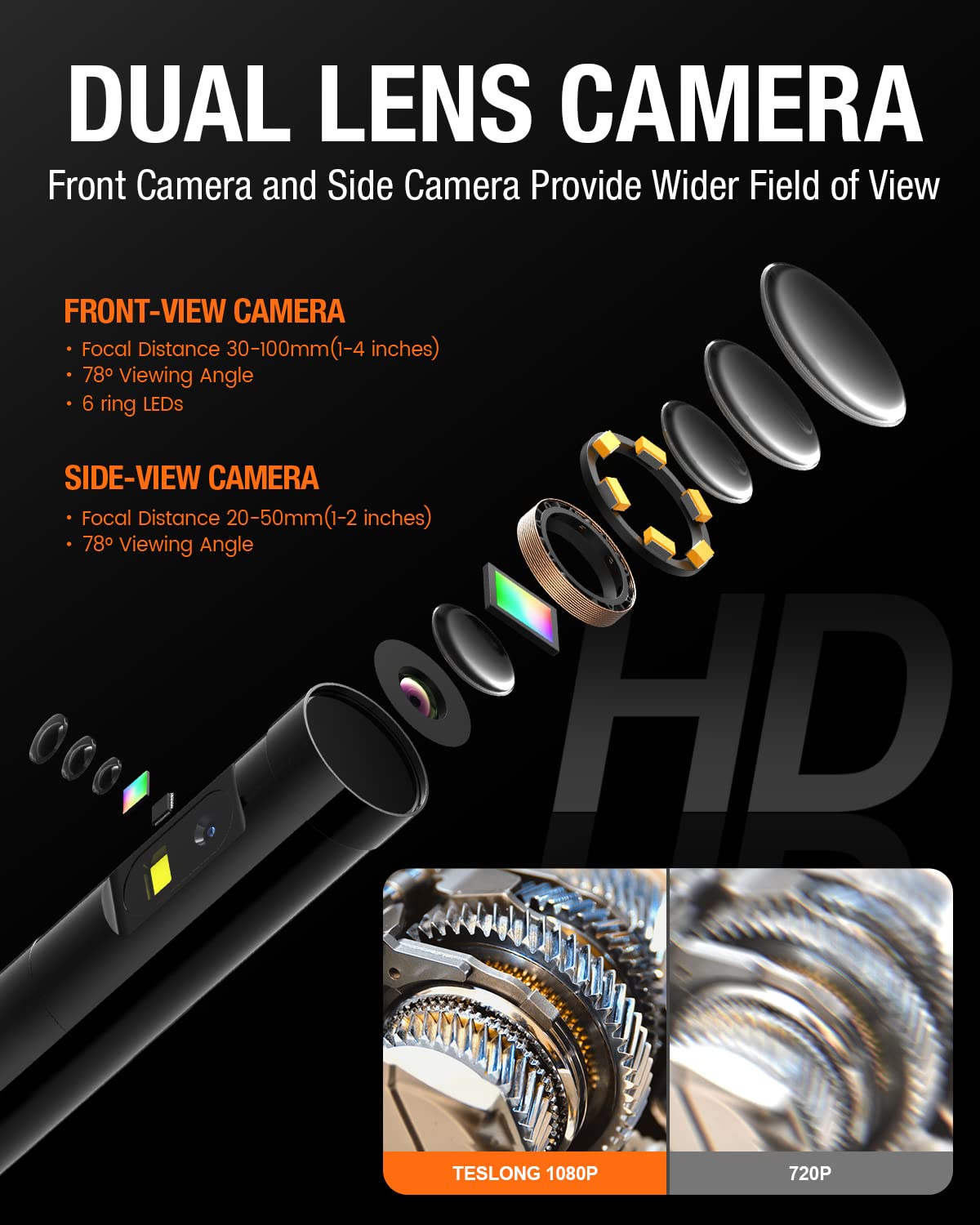 Borescope Inspection Camera - Teslong NTS430 Dual lens split screen