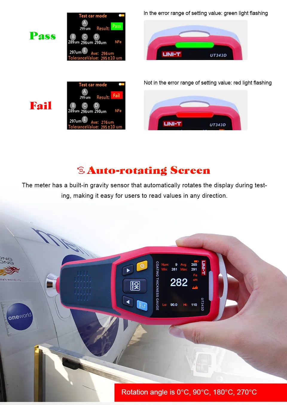 UNI-T UT343D Digital Coating Thickness Gauge FE/NFE
