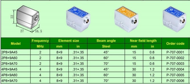 YUSHI Ultrasonic Angle Probe - 8x9mm