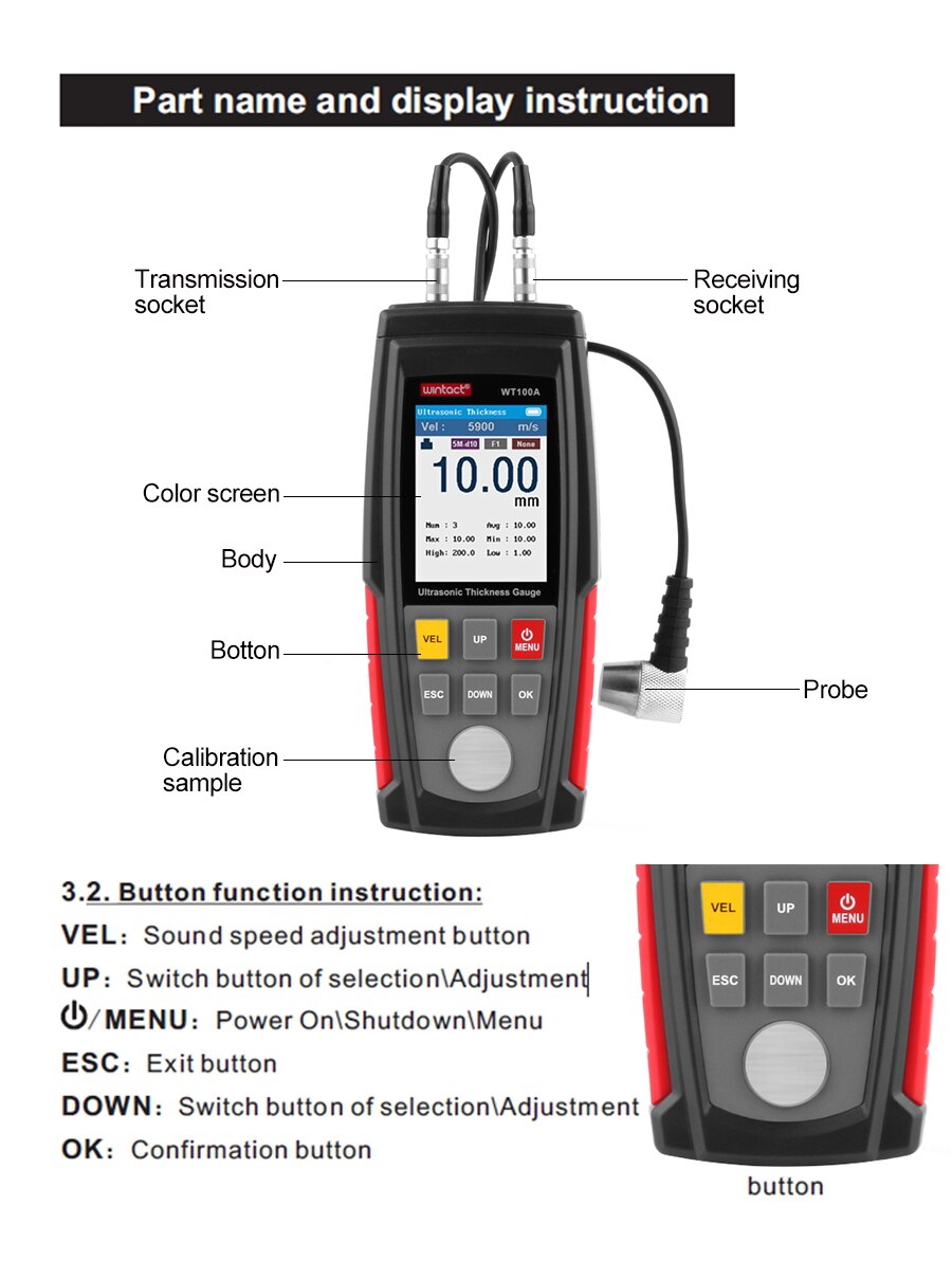 Ultrasonic Thickness Gauge - WT100A / WT130A