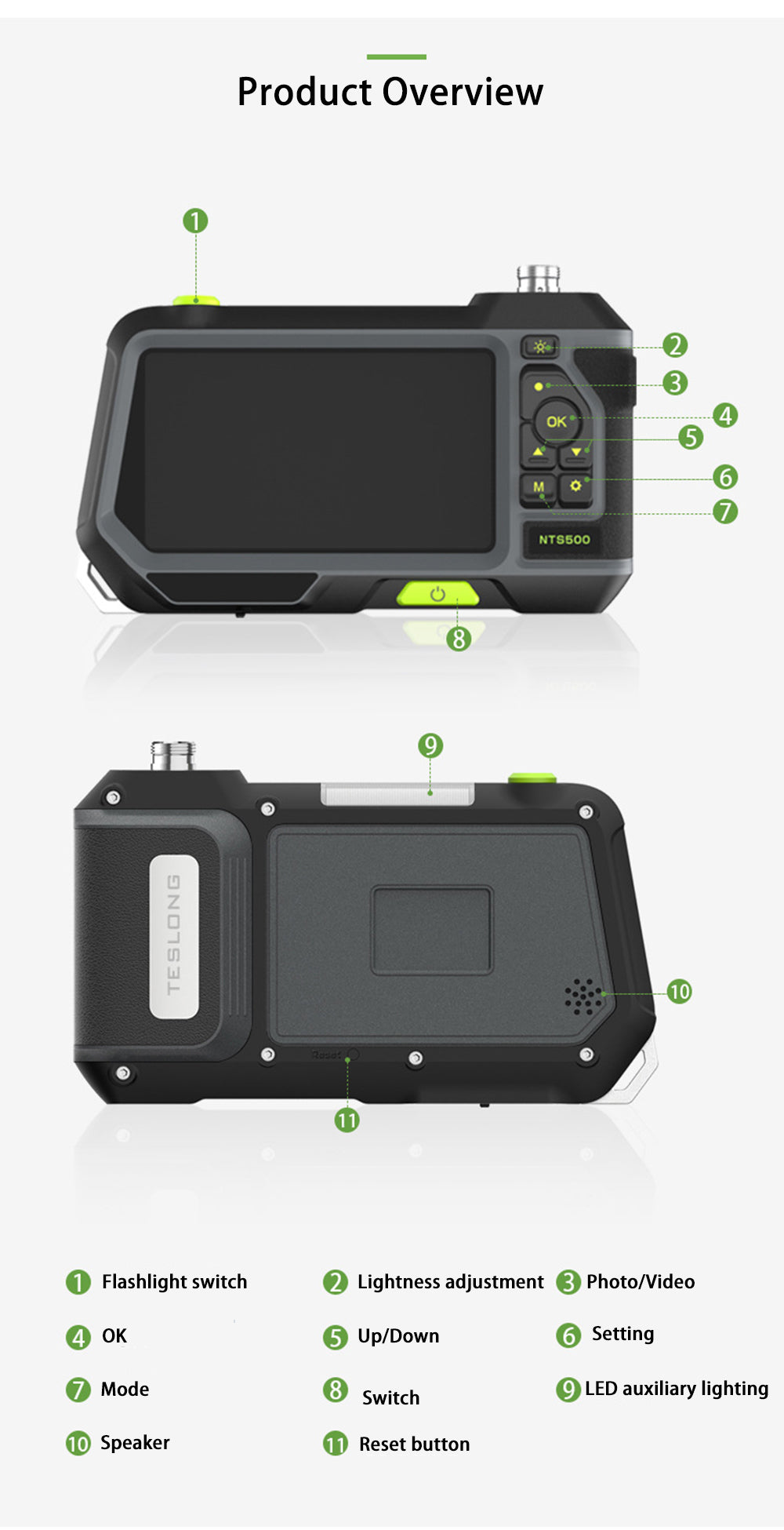 Borescope Inspection Camera - Teslong NTS500 5in LCD Monitor