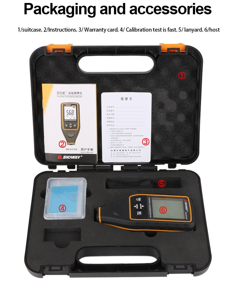 Coating Thickness Gauge - SNDWAY SW-6310A Digital Coating Thickness Gauge