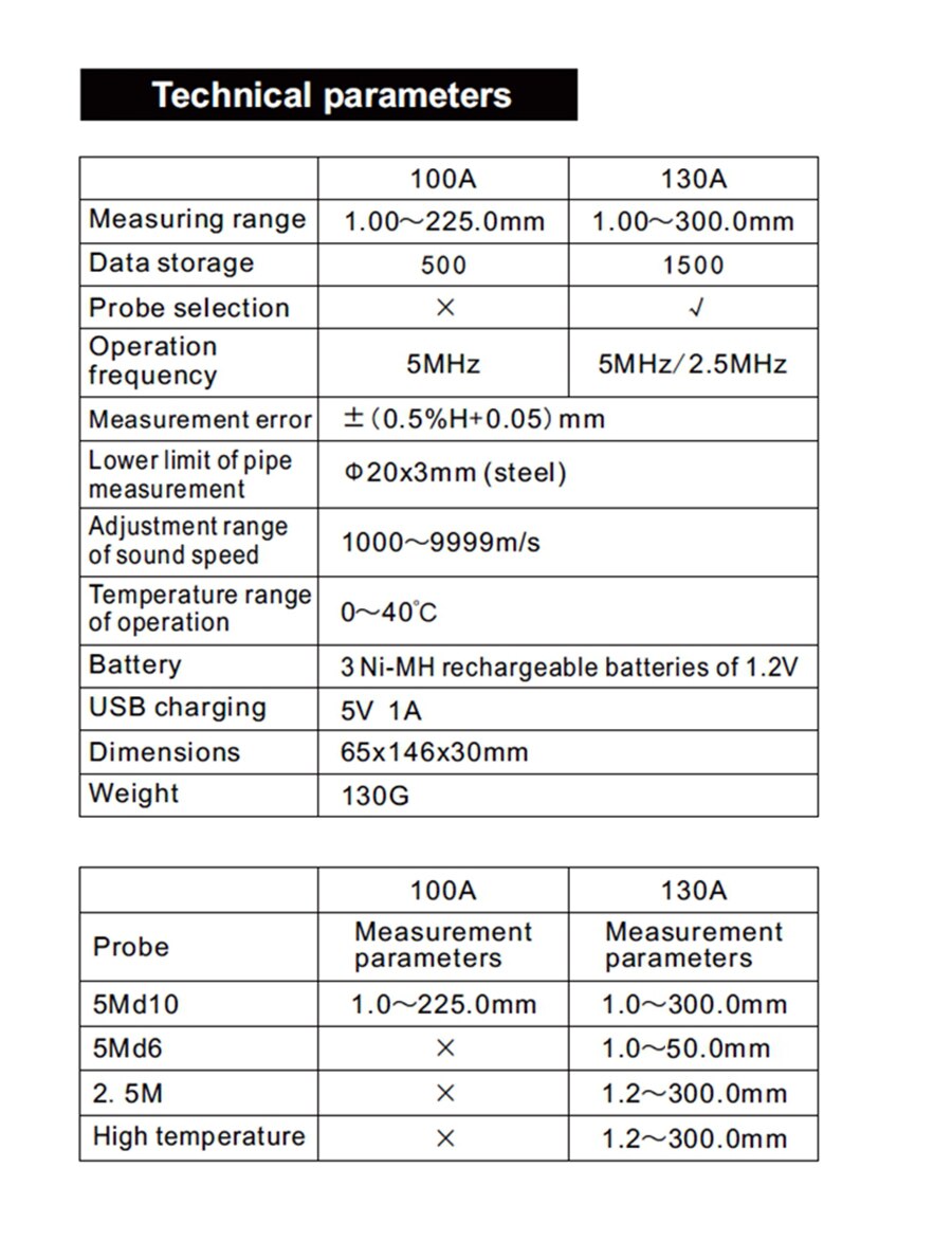 Ultrasonic Thickness Gauge - WT100A / WT130A