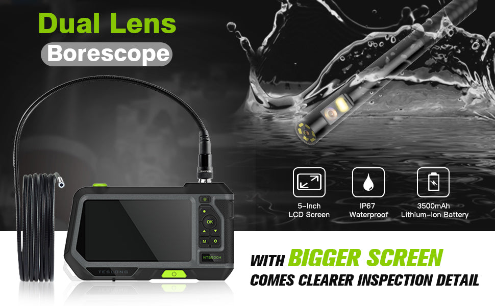 Borescope Inspection Camera - Teslong NTS500 5in LCD Monitor