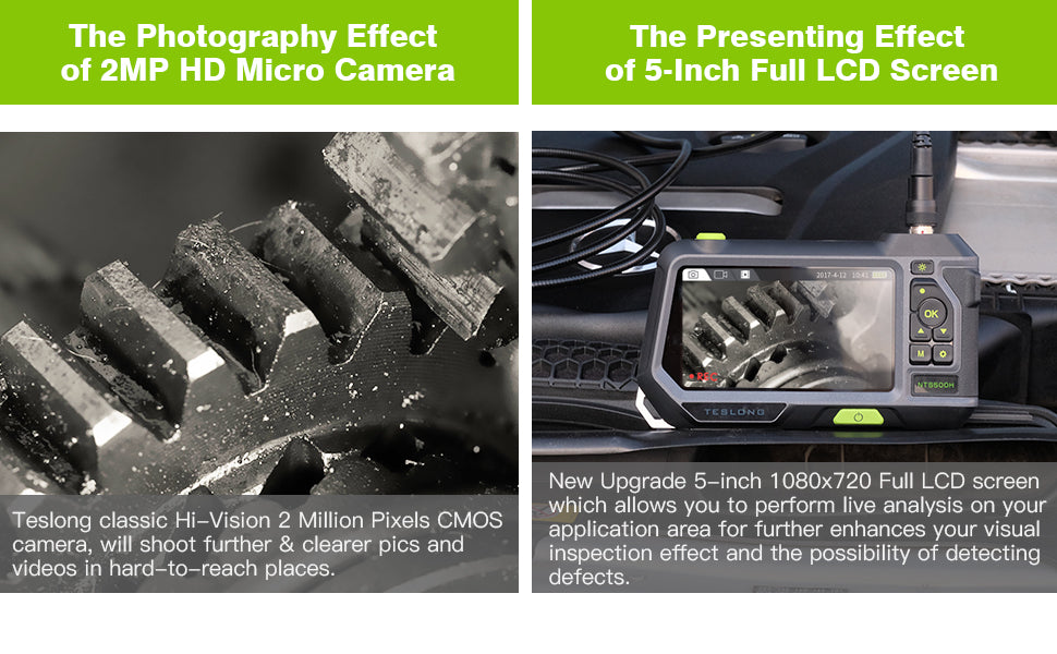 Borescope Inspection Camera - Teslong NTS500 5in LCD Monitor