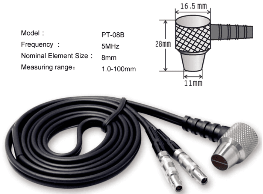 Mitech PT08 Probe Transducer 8mm 5MHz for Ultrasonic Thickness Gauge