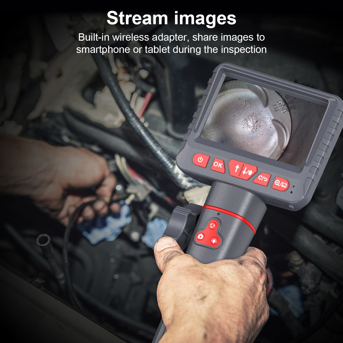 Borescope Inspection Camera - 4.3" Screen with 2 Way 180 Degree 6mm or 8mm waterproof probe
