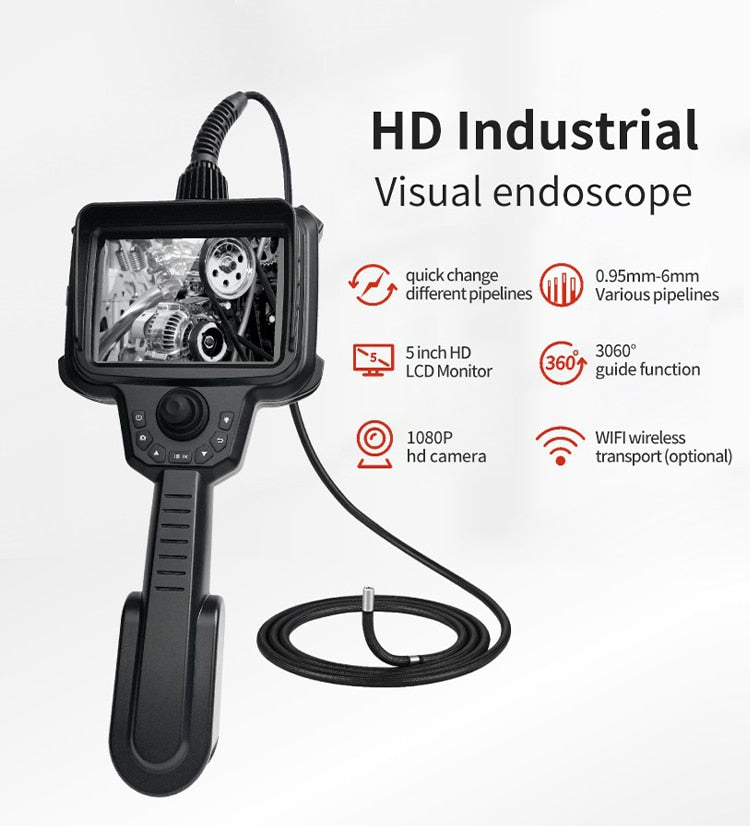Borescope Inspection Camera - WS-K Series Articulating 1080p Probe With 5in LCD
