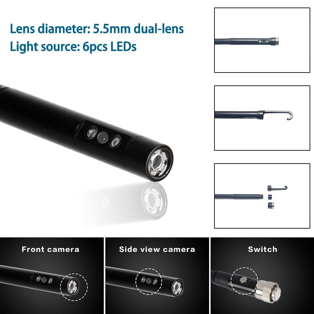 Borescope Inspection Camera - 4.3 Inch IPS Screen with 1m 5.5mm Dual-lens