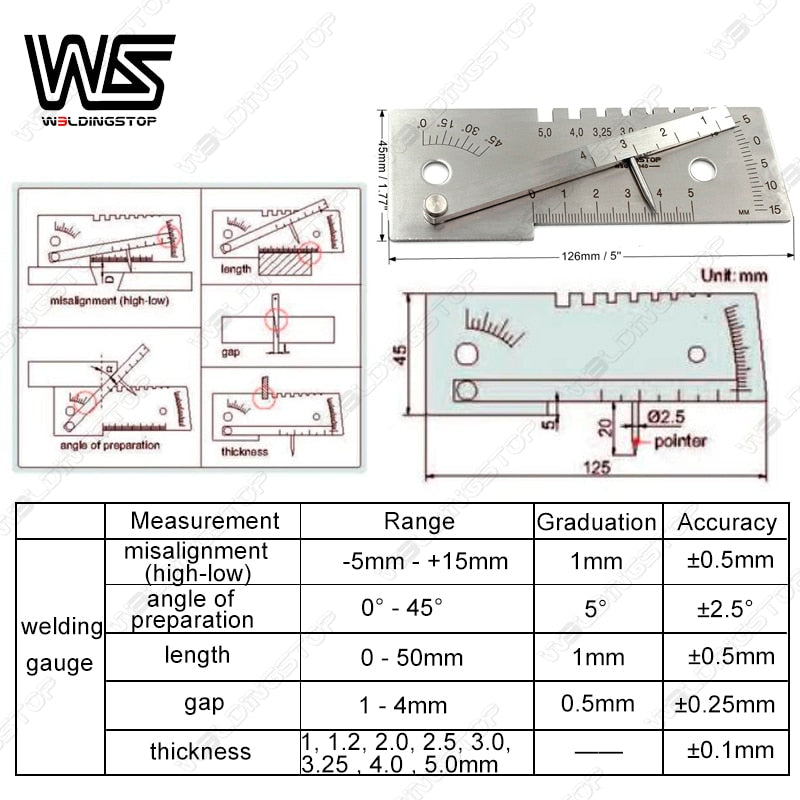 Multi-function Welding Pit Gauge Measuring Tool