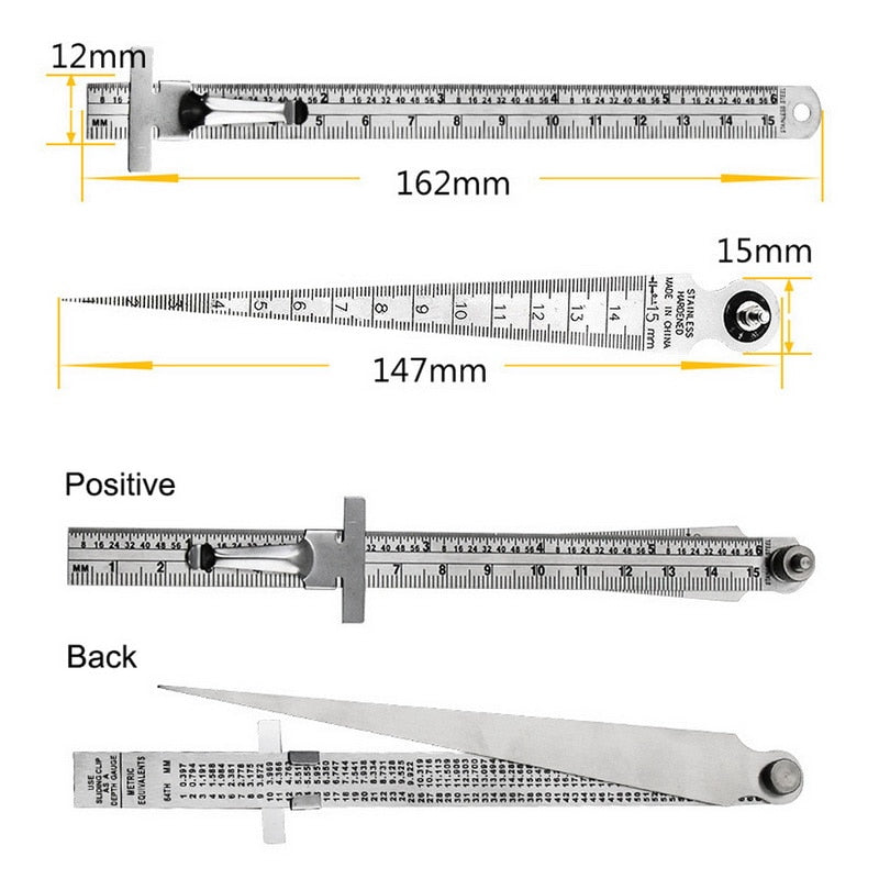 Welding Gauge - 2 in 1 Taper Feeler Internal Welding Gauge Inspection Tool