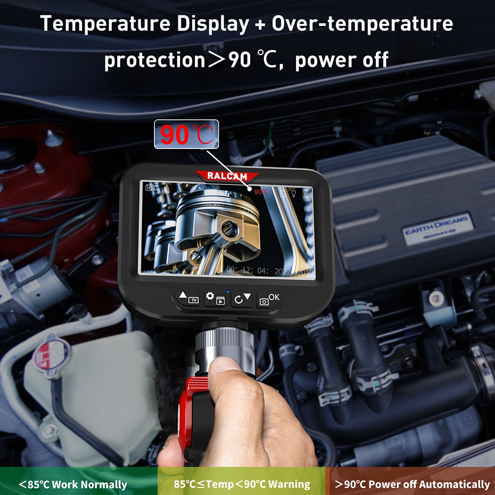 Borescope Inspection Camera - 4.3" IPS LCD Screen Two Way 360° Steering 6.2mm or 8.5mm Lens