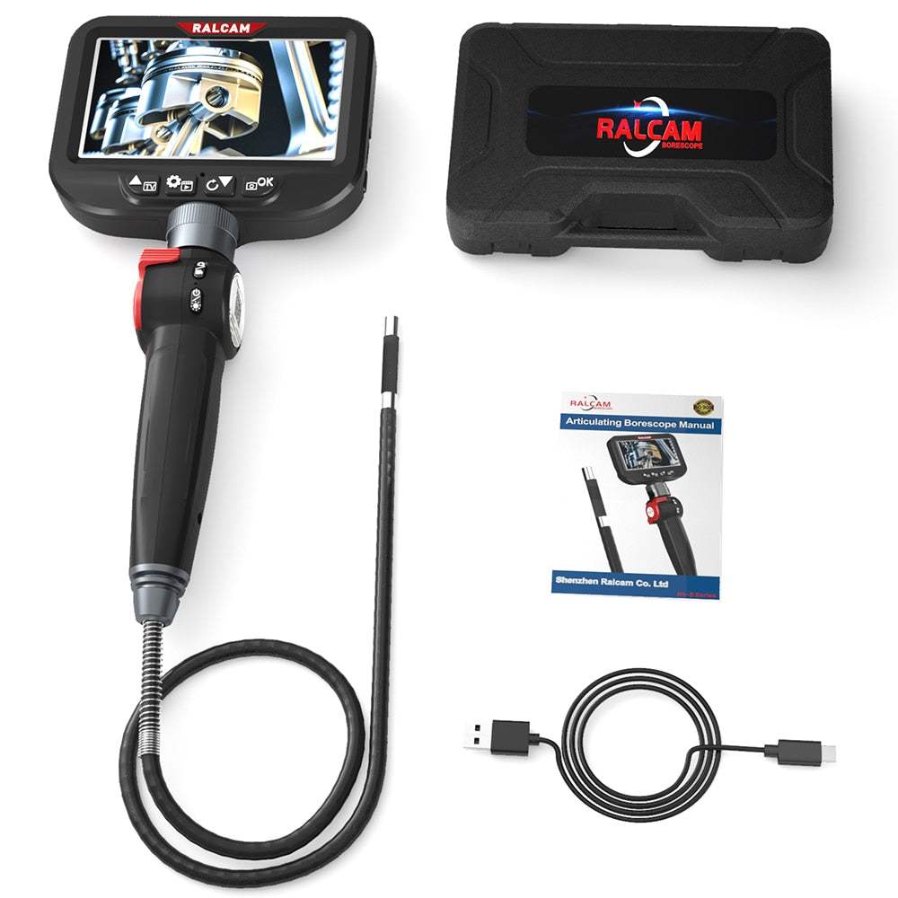 Borescope Inspection Camera - 4.3" IPS LCD Screen Two Way 360° Steering 6.2mm or 8.5mm Lens