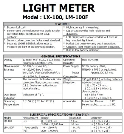 Light Meter - White Light LM-100F