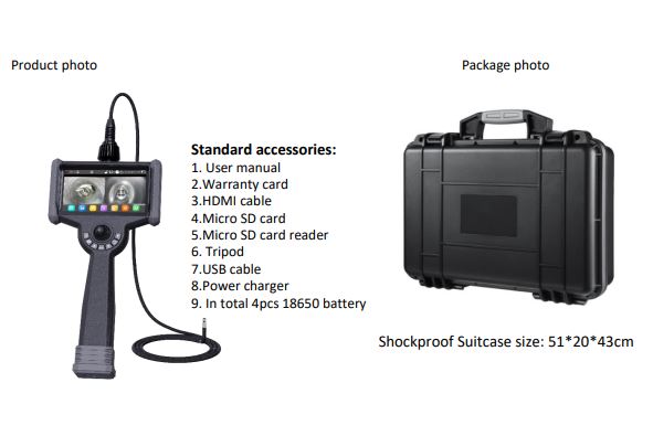 Borescope - VS-P Series 6in 1080P Touchscreen LCD with Front LED Articulating Probe