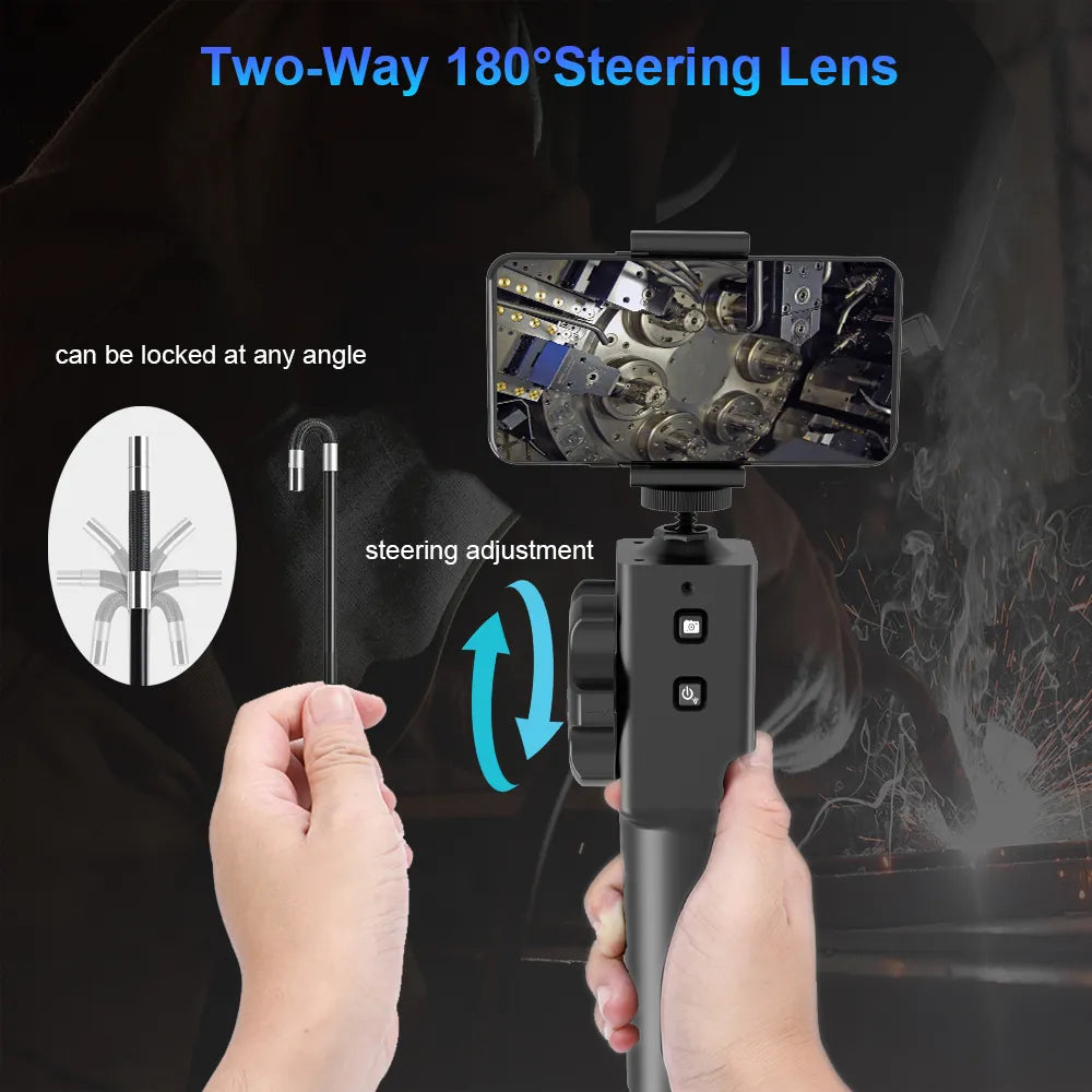 Borescope Inspection Camera - Articulating Steering For iPhone IOS Android PC