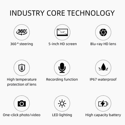 Borescope - WDL 5-inch IPS Color Screen Two-Way Lens