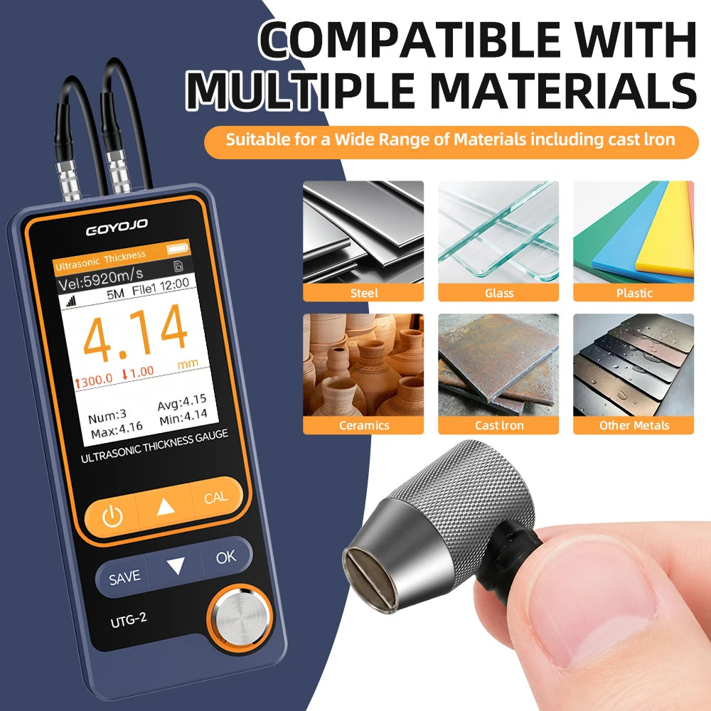 Ultrasonic Thickness Gauge UTG-2, Range 1-300mm, Velocity Range 1000-9999m/s