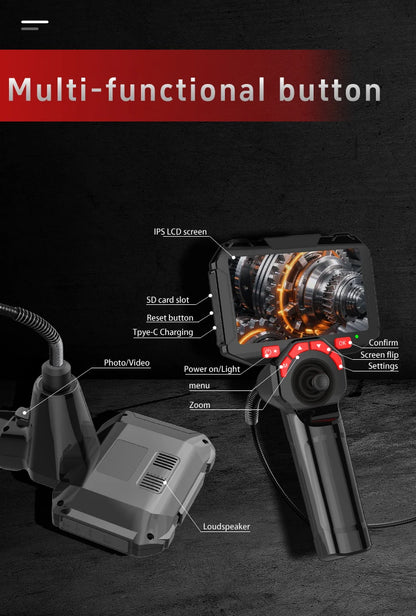 Borescope - TT40 Articulating Borescope 1080P 4.5 Inch IPS Four Way 720° Steering Endoscope Camera