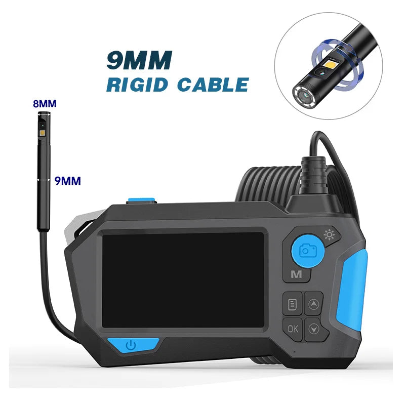 Borescope Inspection Camera - 360° Auto Rotation Dual Lens 9mm Probe 4.5'' IPS Screen