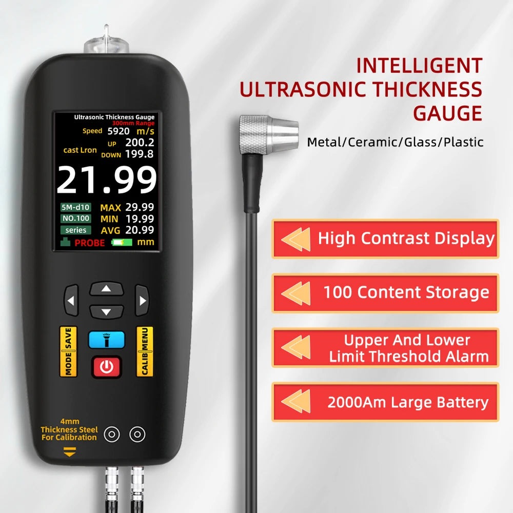 BSIDE T7 Digital Ultrasonic Thickness Gauge - 1-300mm 0.01mm Resolution