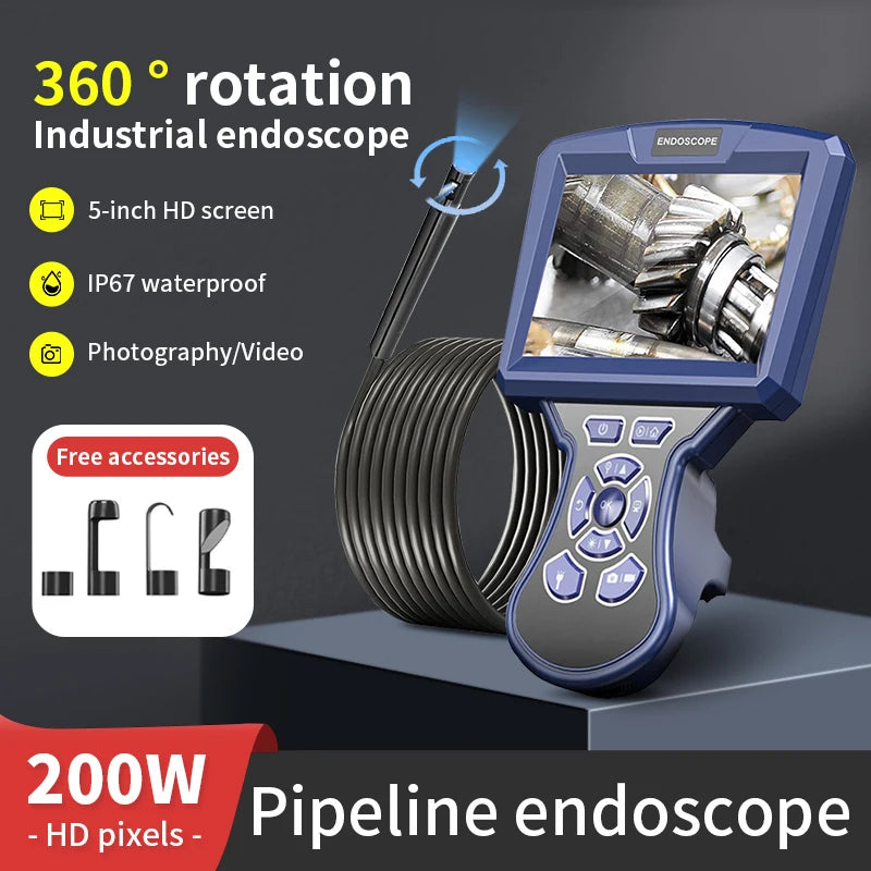 Borescope - 360°rotating Dual 8.0mm Lens Industrial Camera