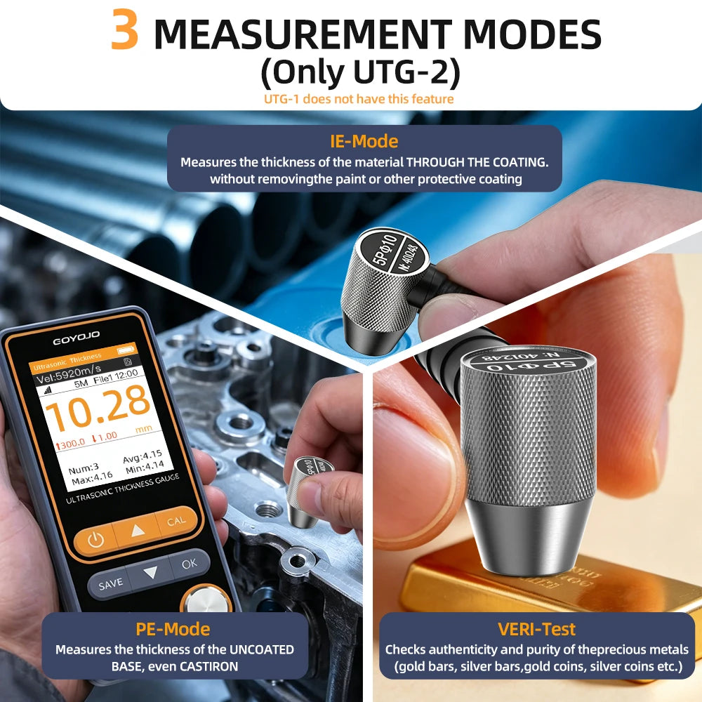 Ultrasonic Thickness Gauge UTG-2, Range 1-300mm, Velocity Range 1000-9999m/s