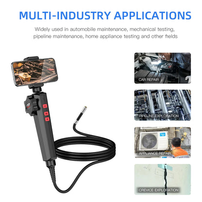 Borescope Inspection Camera - 3.9MM/6MM/8.5MM 180 Degree Steering Inspection Lens With 8 LED