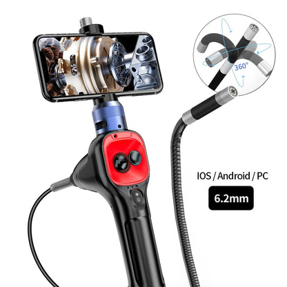 Borescope Inspection Camera - 4 -Way 360° Articulating 6.2mm Probe With LED For iPhone Android PC