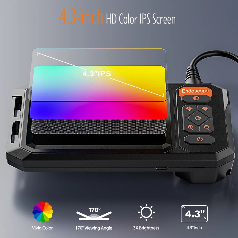 Borescope - 4.3'' IPS Screen Borescope 1080P Camera with 8MM Probe