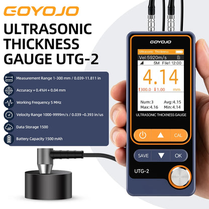 Ultrasonic Thickness Gauge UTG-2, Range 1-300mm, Velocity Range 1000-9999m/s