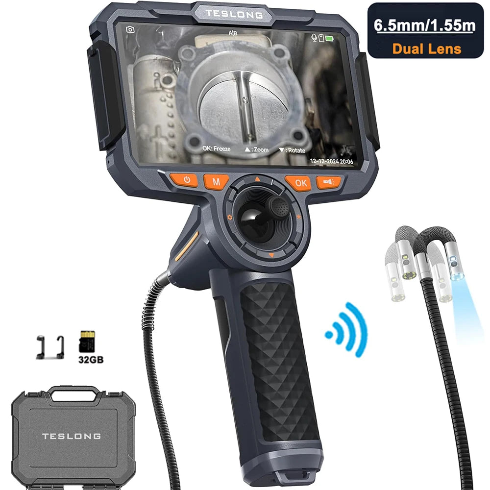 Borescope - Teslong TF600 6” IPS Screen 6.5mm dual lens 360 Articulating with WIFI