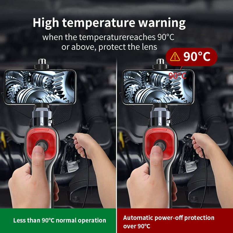 Borescope Inspection Camera - 4 -Way 360° Articulating 6.2mm Probe With LED For iPhone Android PC