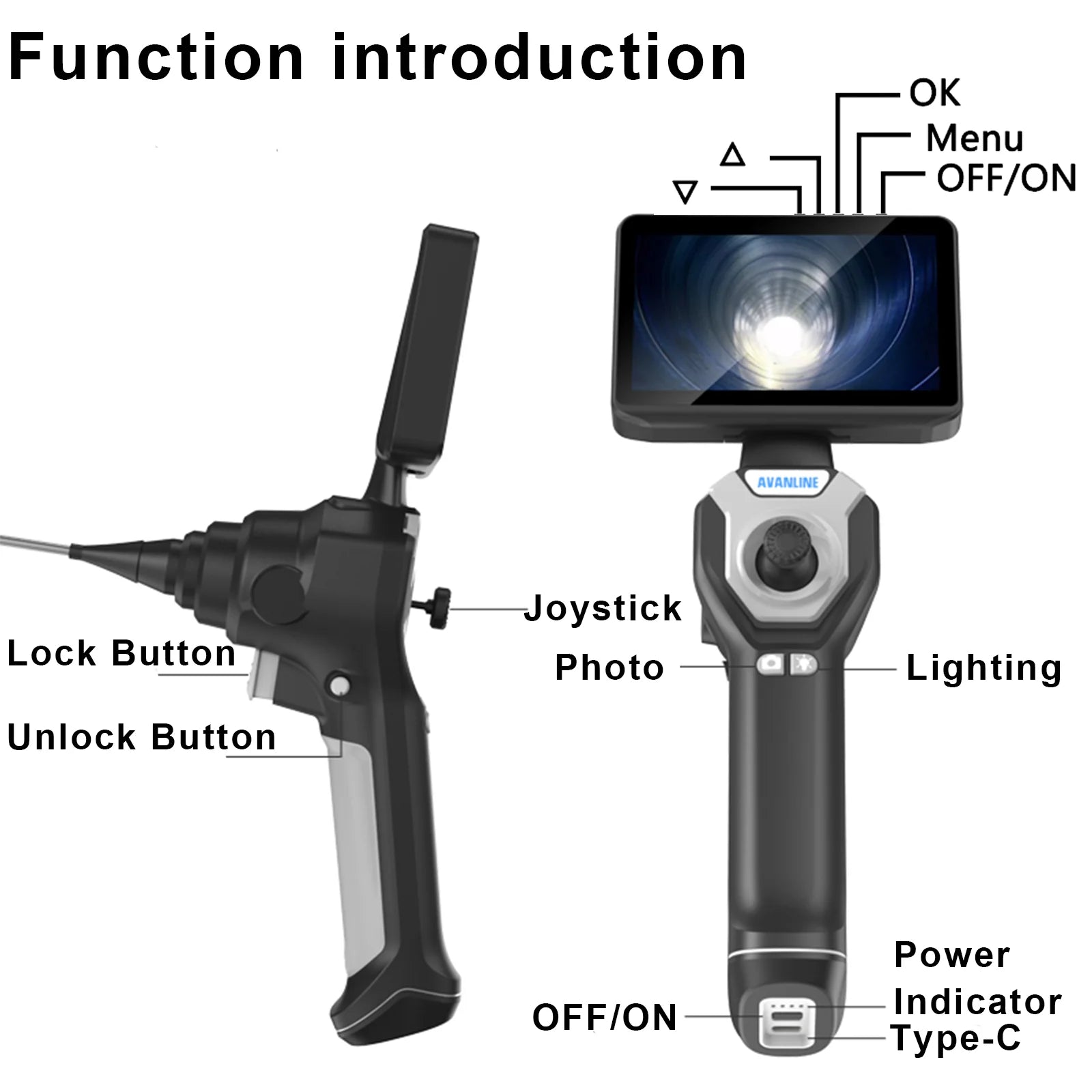 Borescope Inspection Camera - Avanline 360° Articulating Borescope 4.5inch 4/6mm 1M probe