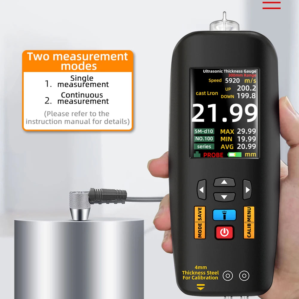 BSIDE T7 Digital Ultrasonic Thickness Gauge - 1-300mm 0.01mm Resolution