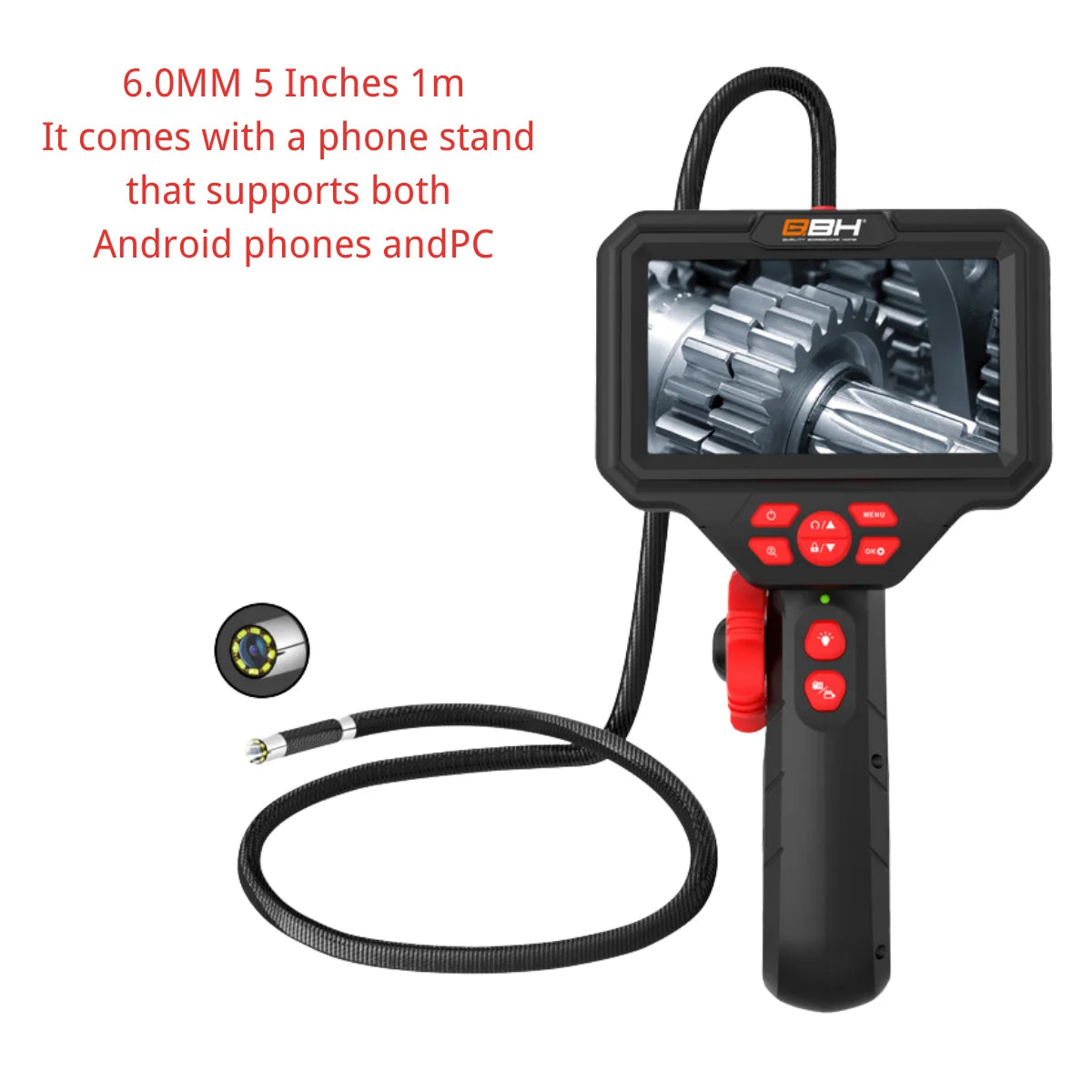 Borescope Inspection Camera - 5in LCD Waterproof LED Car Inspection Camera with Stand