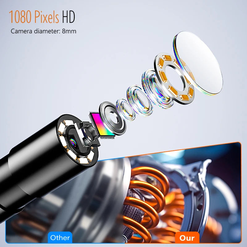 Borescope - 4.3'' IPS Screen Borescope 1080P Camera with 8MM Probe