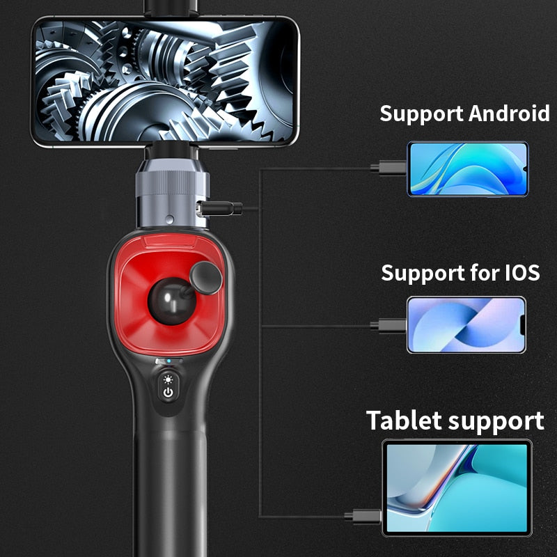 Borescope Inspection Camera - 4 -Way 360° Articulating 6.2mm Probe With LED For iPhone Android PC