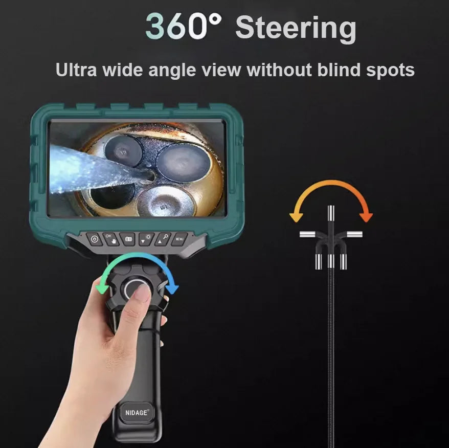 Borescope - 7-inch Screen Steering 6mm 1.6m length