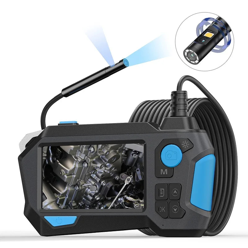 Borescope Inspection Camera - 360° Auto Rotation Dual Lens 9mm Probe 4.5'' IPS Screen