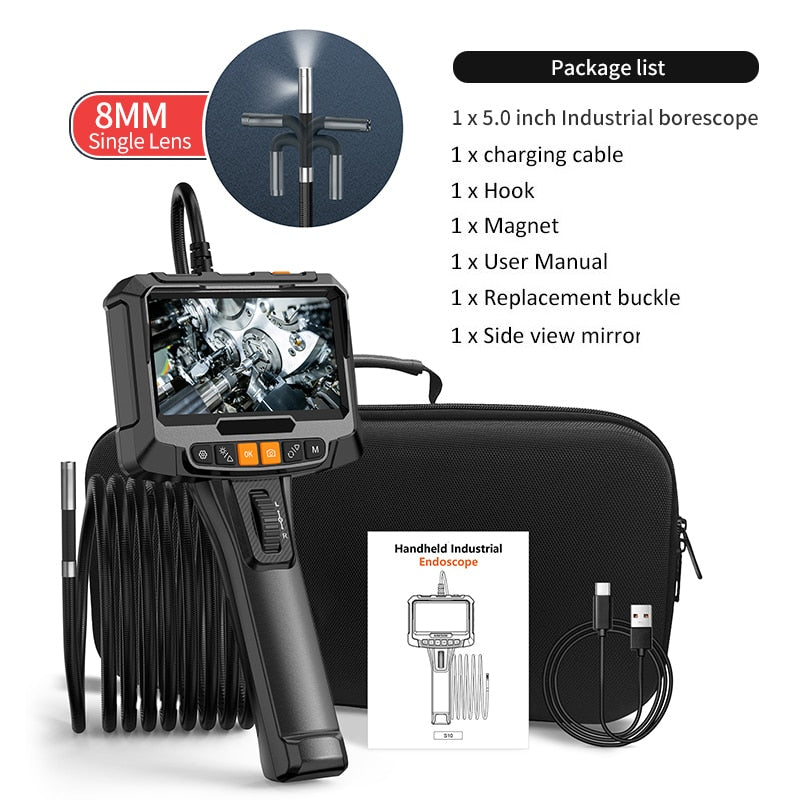 Borescope Inspection Camera - 1080P 5 " IPS LCD Steering Single or Dual Lens Borescope