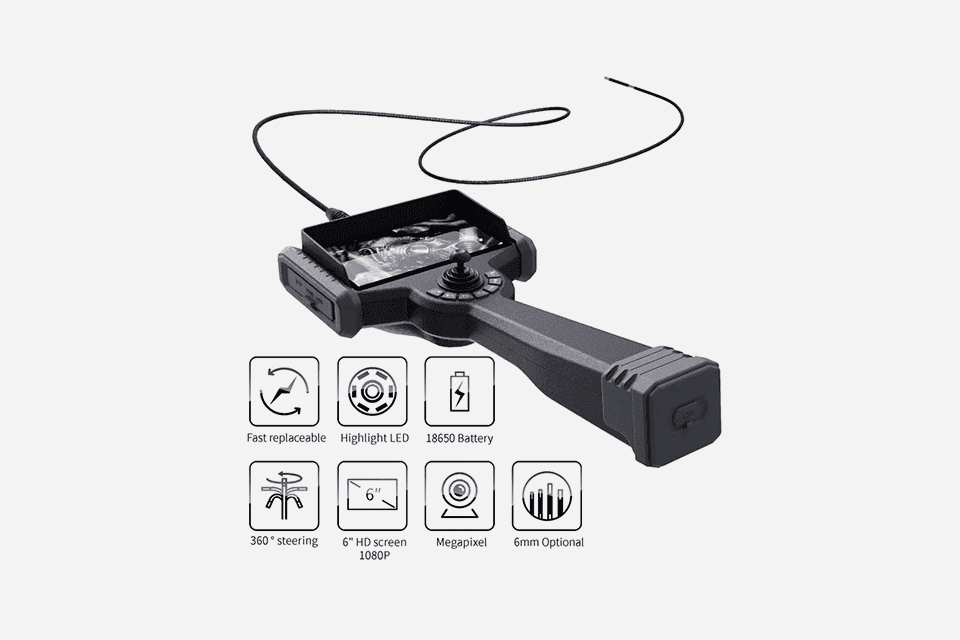 Borescope Inspection Camera - VS-GP Series Articulating Probe With 6in 1080P Touchscreen LCD